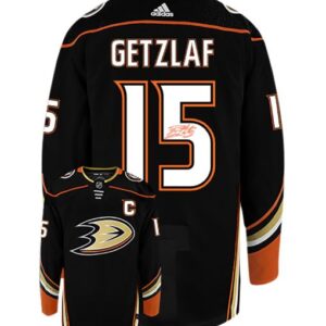 RYAN GETZLAF PLAYER KITZ ANAHEIM DUCKS ADIDAS AUTHENTIC HOME STITCHED SIGNATURE NHL JERSEY